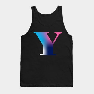 Capital Letter Y Monogram Gradient Pink Blue White Tank Top